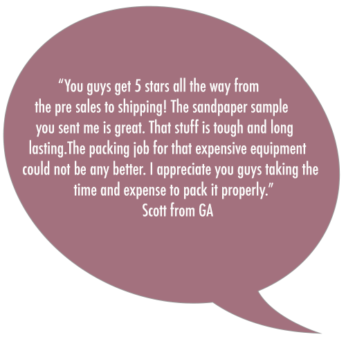 Klingspors Woodworking Shop testimonial sandpaper shipping customer service