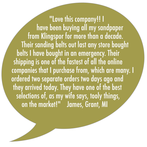 Klingspors Woodworking Shop testimonial sandpaper abrasives
